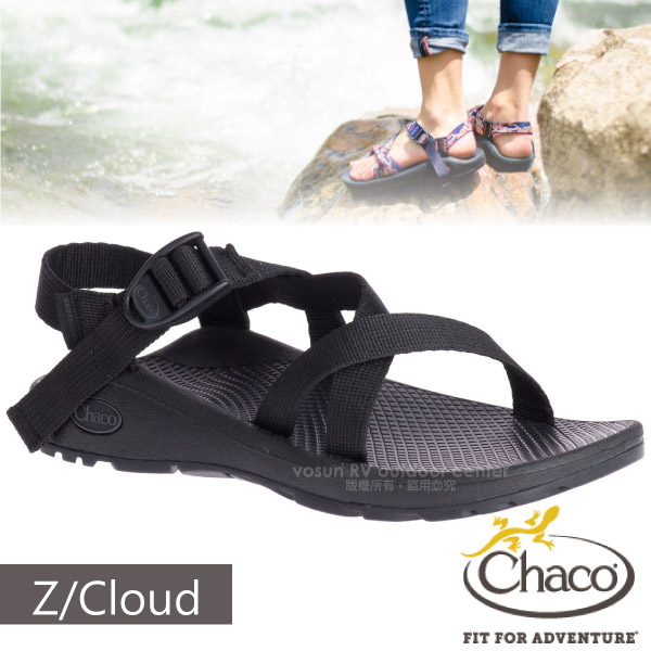 【美國 Chaco】女 Z/CLOUD 越野紓壓運動涼鞋(標準款)/戶外拖鞋.海灘鞋.耐磨/CH-ZLW01-H405 黑✿30E010